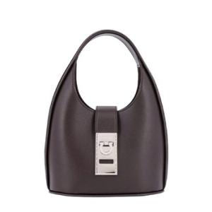 Gancini Detail Hobo Leather Tote Bag  Brown