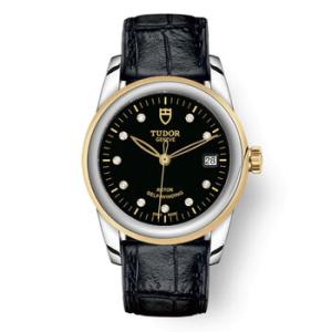 Glamour Date Automatic Diamond Black Dial Watch