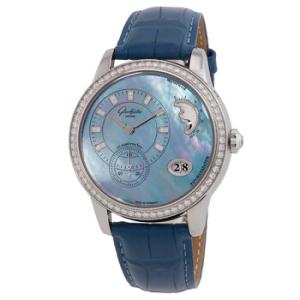 Glashutte PanoMatic Luna Diamond Blue Mother of Pearl Dial Automatic Watch