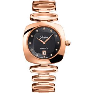 Glashutte Pavonina Black Dial 18 Carat Rose Gold Watch