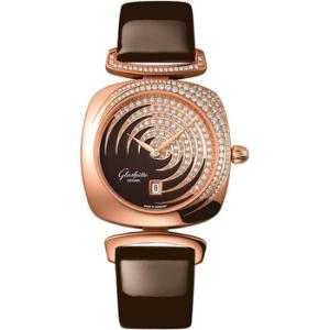 Glashutte Pavonina Enamel Brown Diamond Dial Watch