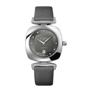 Glashutte Pavonina Gray Dial Satin Diamond Watch