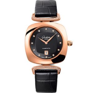 Glashutte Pavonina Quartz Diamond Black Dial Watch