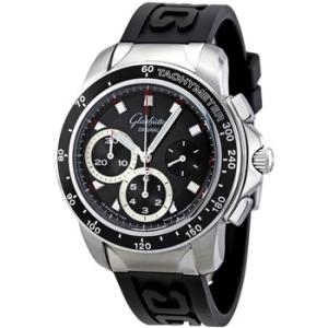 Glashutte Sport Evolution Chronograph Black Dial Black Rubber Watch