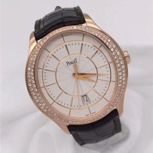 Gouverneur Silver Guilloche Dial 18K Rose Gold Diamond Watch GOA39114