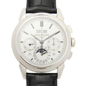Grand Complication Silver Dial Chronograph 18kt White Gold Black Leather Watch 5270G001