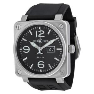 Grande Date Black Dial Black Rubber Watch BR0196BLST
