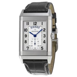 Grande Reverso Duo White Satin Dial Black Leather Watch Q3748421