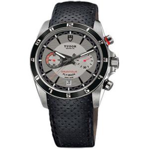 Grantour Silver Dial Chronograph Black Leather Watch 20550NSVMCPL