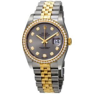 Grey Diamond Dial Automatic Steel and 18kt Yellow Gold Jubilee Watch 116243GYDJ
