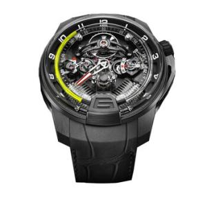 H1 Pink Gold Black Dial Brown Leather Watch 148PG22GFCR