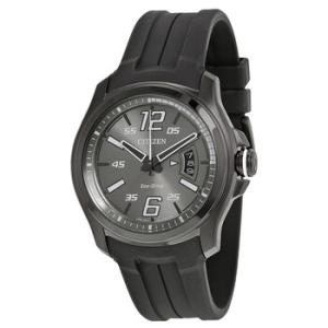 HTM EcoDrive Charcoal Grey Dial Black polyurethane Quartz Watch AW135415H