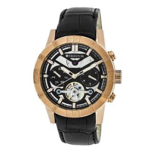 Hannibal Quartz Black Dial Black Leather Watch HR4106