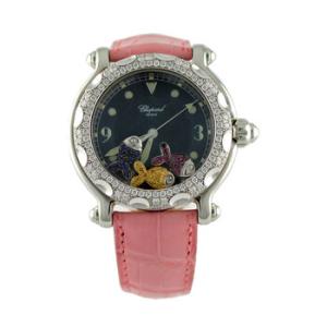 Happy Beach Black Dial Pink Leather Watch
