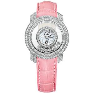 Happy Diamond Mother of Pearl Dial Pink Leather Strap Watch