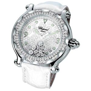 Happy Sport Diamond Snowflake 18kt White Gold Steel White Watch