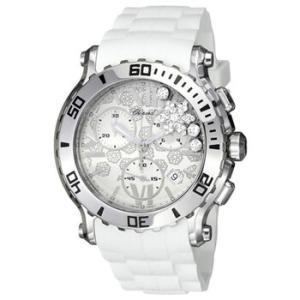 Happy Sport Diamond Snowflake White Dial White Rubber Watch