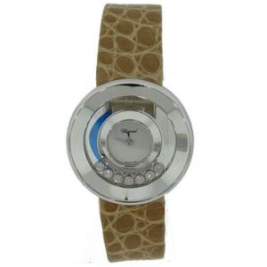 Happy Sport Floating Diamond Dial White Gold Watch
