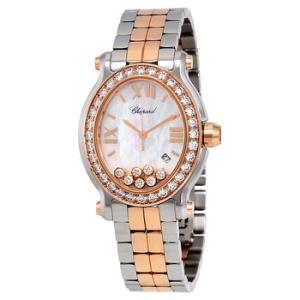 Happy Sport Oval Diamond 18kt Rose Gold and Stainless Steel Watch