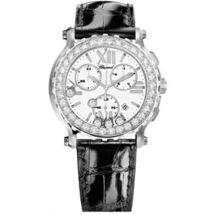 Happy Sport White Dial Chronograph Diamond Watch