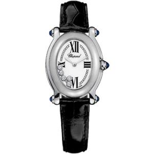 Happy Sport White Diamond Dial 18kt White Gold Watch