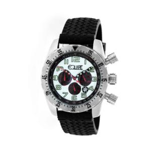 Headlight Chronograph White Dial Black Leather Watch E601
