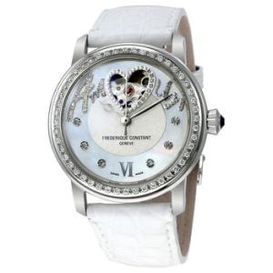 Heart Beat Automatic Mother of Pearl Dial White Leather Watch FC310SQ2PD6