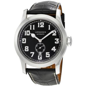 Heritage Miltary Automatic Black Leather Watch L28114530