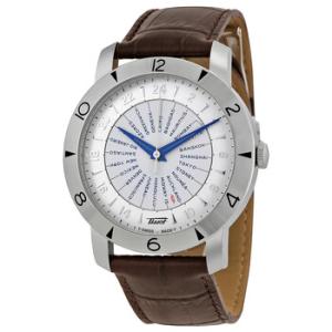 Heritage Navigator Silver Dial Brown Leather Watch T0786411603700