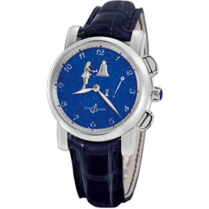 Hourstriker Blue Dial Platinum Blue Leather Watch