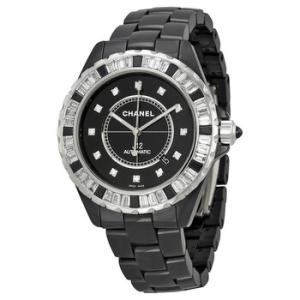 J12 Automatic Black Diamond Dial Black Ceramic Watch H2024