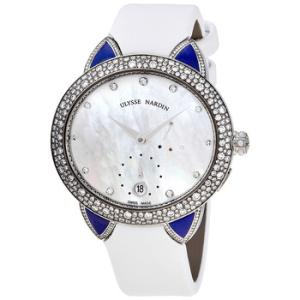 Jade 18kt White Gold Mother of Pearl Diamond Dial Automatic White Satin Watch 3100125BCLL991