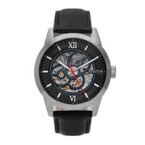 Jonas Black Dial Black Leather Watch HERHR9501