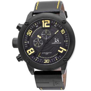 Joshua  Sons Multifunction Black Dial Black Leather Watch JS70YL