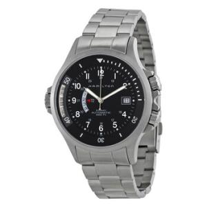 Khaki Navy GMT Steel Black Watch H77615133
