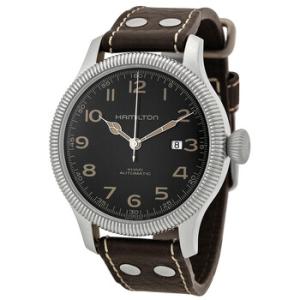 Khaki Pioneer Black Dial Leather Watch H60515533