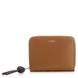 Knot Compact Zip Around Wallet  Brown
