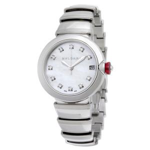 LVCEA Automatic White Mother of Pearl Diamond Dial Stainless Steel Watch