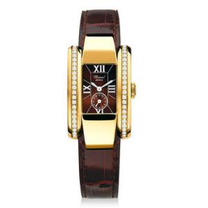 La Strada Diamond Brown Dial 18 kt Yellow Gold Watch