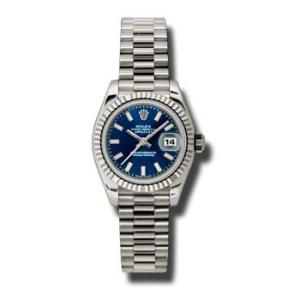 LadyDatejust 26 Blue Dial 18K White Gold President Automatic Watch 179179BLSP