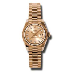 LadyDatejust 26 Champagne Dial 18K Rose Gold President Automatic Watch 179175CDP