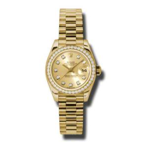 LadyDatejust 26 Champagne Dial 18K Yellow Gold President Automatic Watch 179138CDP