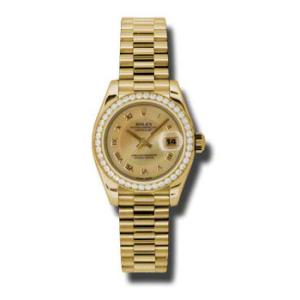 LadyDatejust 26 Champagne Dial 18K Yellow Gold President Automatic Watch 179138CMRP
