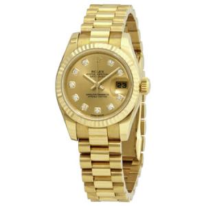 LadyDatejust 26 Gold Dial 18K Yellow Gold President Automatic Watch 179178CDP