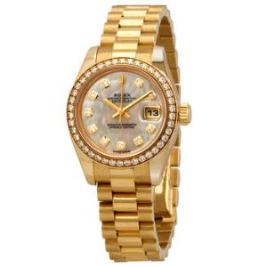 LadyDatejust 26 Mother Of Pearl Dial 18K Yellow Gold President Automatic Watch 179138MDP