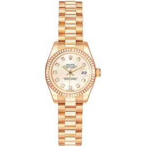 LadyDatejust 26 Pink Dial 18K Rose Gold President Automatic Watch 179175RDP