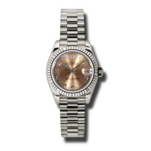 LadyDatejust 26 Pink Dial 18K White Gold President Automatic Watch 179179PRP