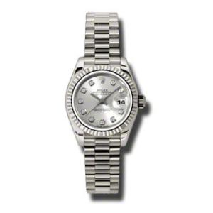 LadyDatejust 26 Silver Dial 18K White Gold President Automatic Watch 179179SDP