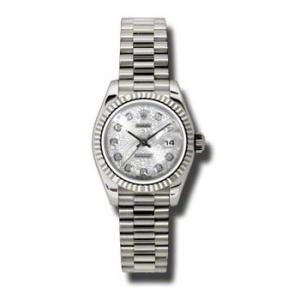 LadyDatejust 26 Silver Dial 18K White Gold President Automatic Watch 179179SJDP