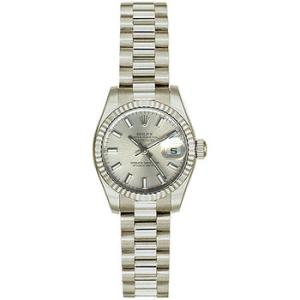 LadyDatejust 26 Silver Dial 18K White Gold President Automatic Watch 179179SSP
